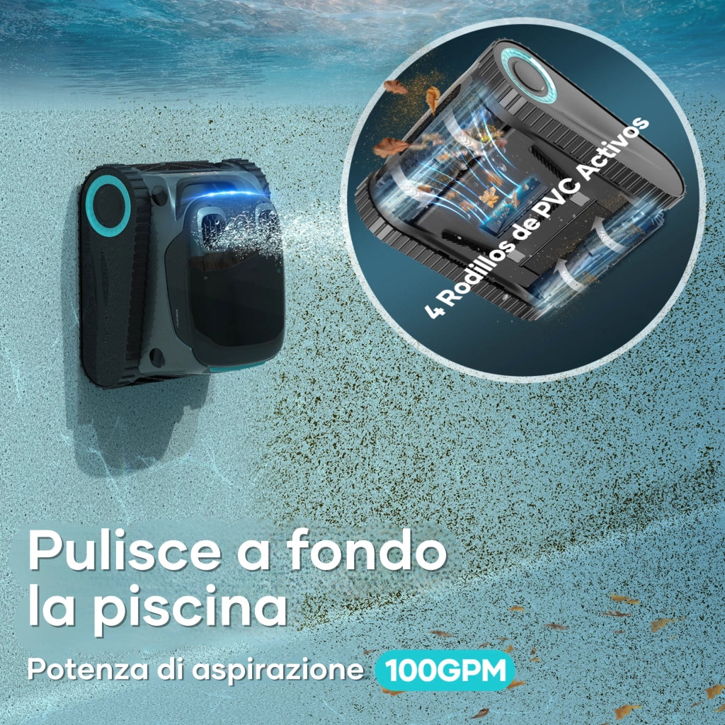 Aiper SCUBA S1 Pro, Robot Pulisci Piscina 200Mq Autonomia 180Min. Nero
