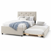 Letto imbottito 90x200 cm con letto estraibile beige