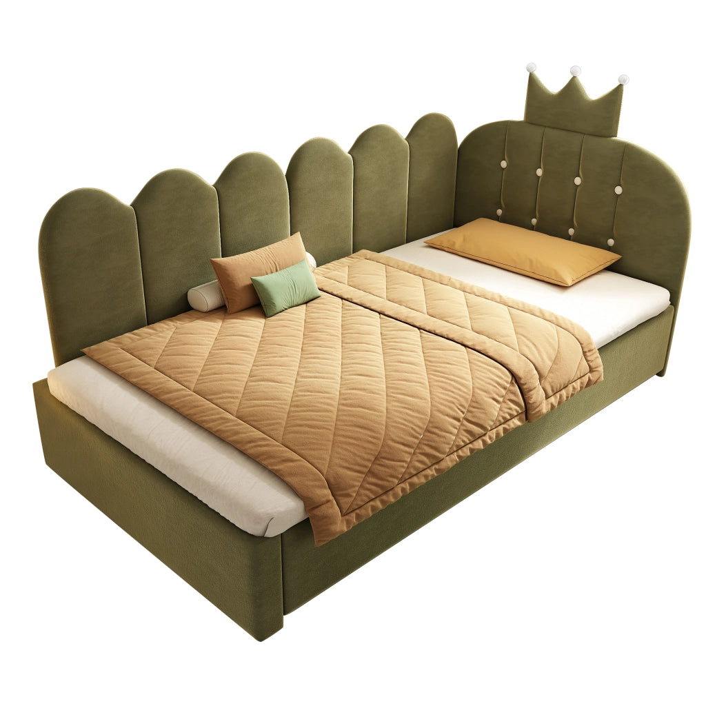 Letto singolo con letto estraibile verde 90 x 200 cm
