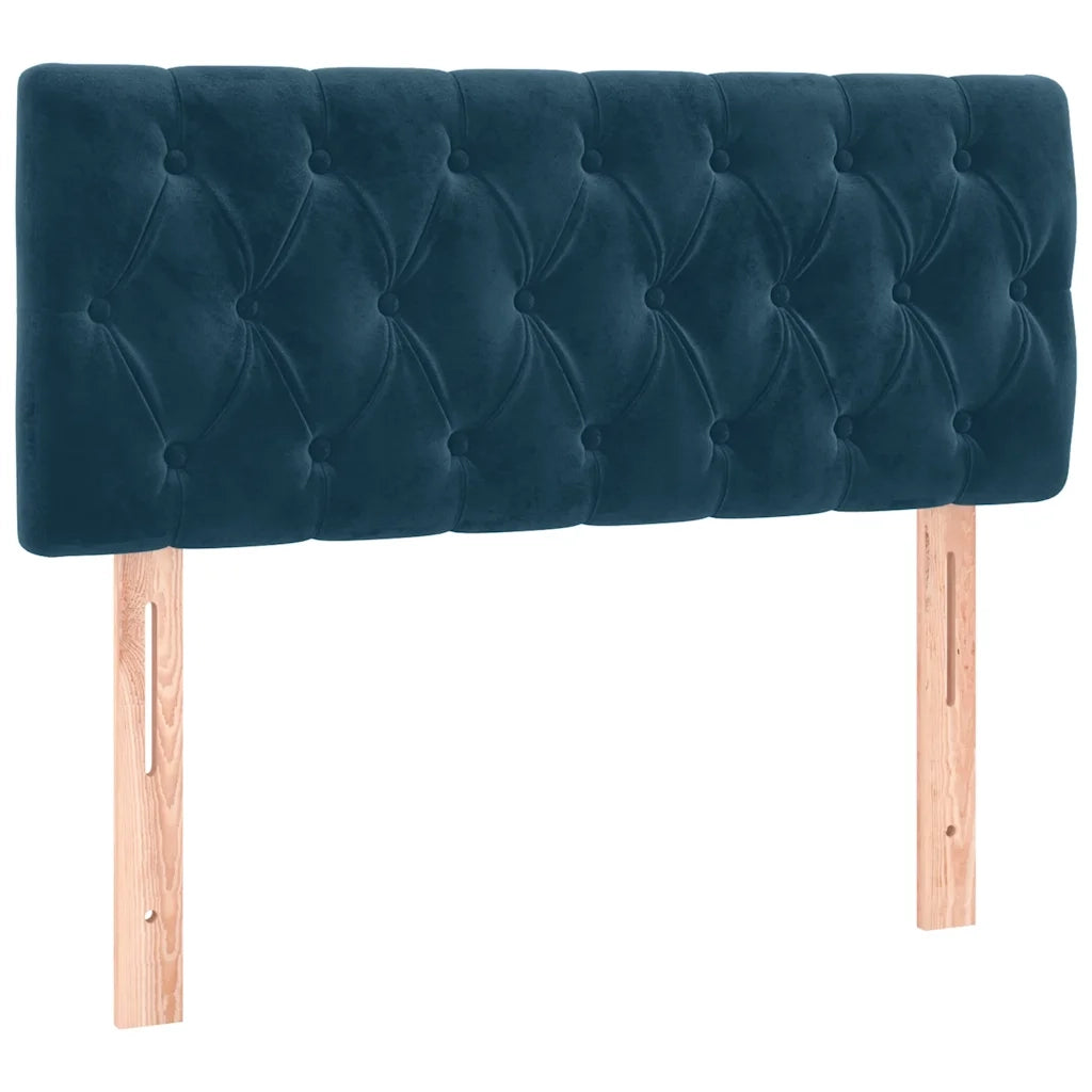 Letto a Molle con Materasso e LED Blu Scuro 90x200cm in Velluto