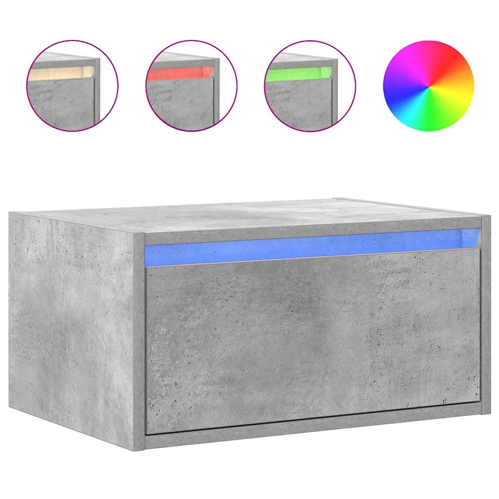 Comodini a Parete con Luci LED 2 pz Grigio Cemento 860218