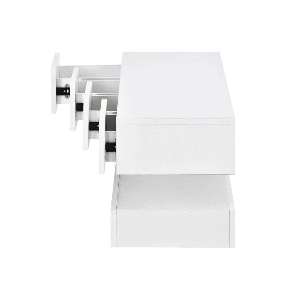 Mobile TV sospeso con LED e 4 cassetti in MDF bianco 130 cm