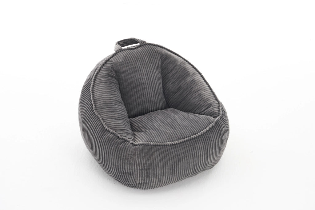 Poltrona pouf ergonomica in velluto a coste con supporto per schiena e vita; grigio