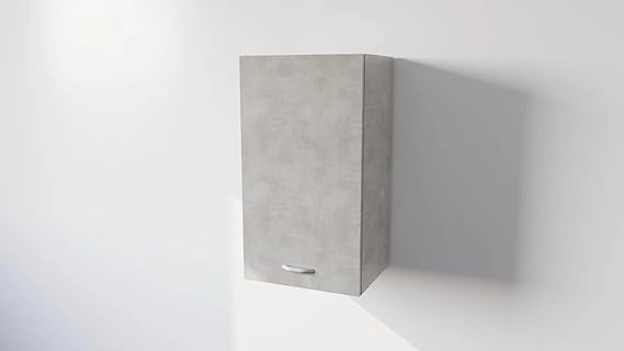 Pensile Cucina in Legno Nobilitato Cemento Mobile Alto con 1 Anta, Pensile Componibile Moderno Made in Italy (H60XL40XP32cm)