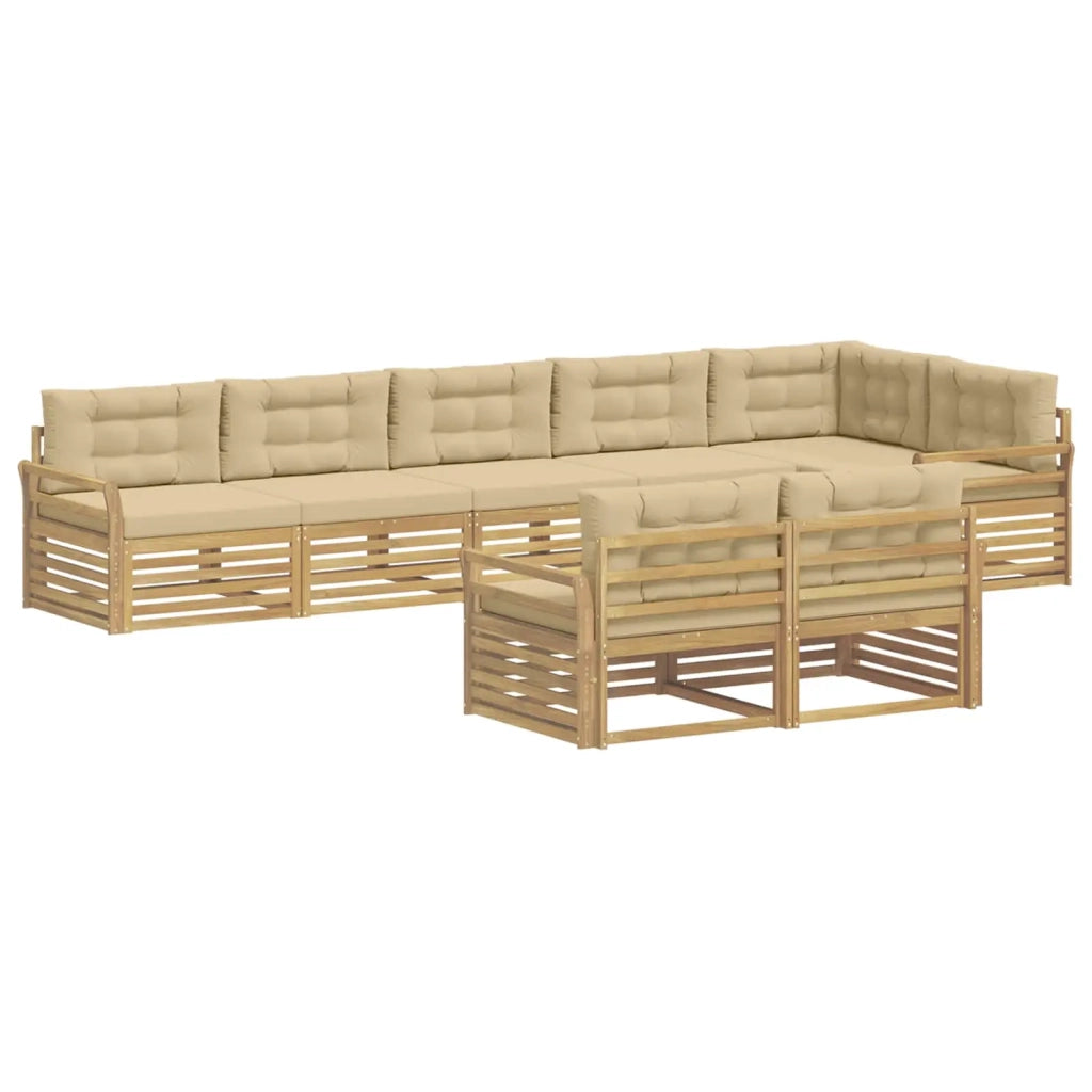 Set di divani da esterno 8 pz Bianco e Beige Poliestere 3390688
