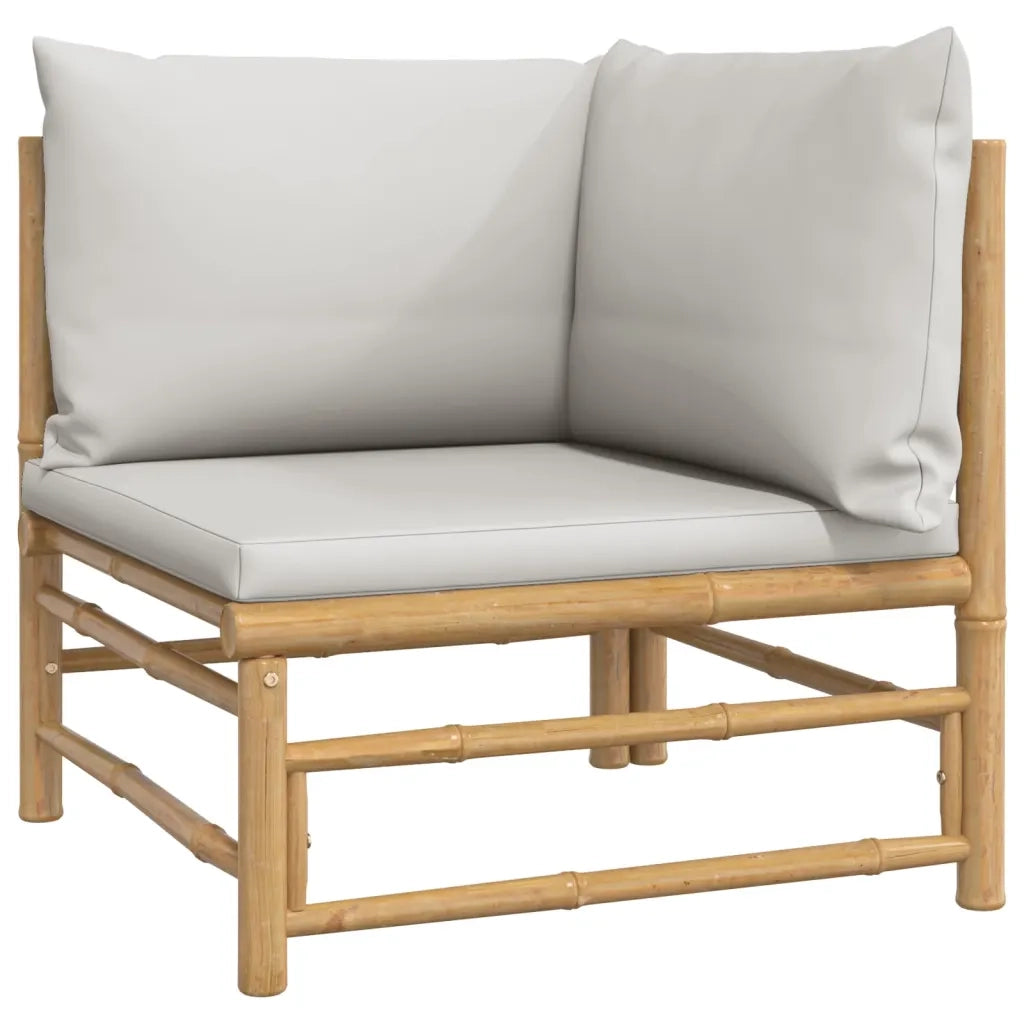 Set Salotto da Giardino 6pz con Cuscini Grigio Chiaro Bambù 3155084