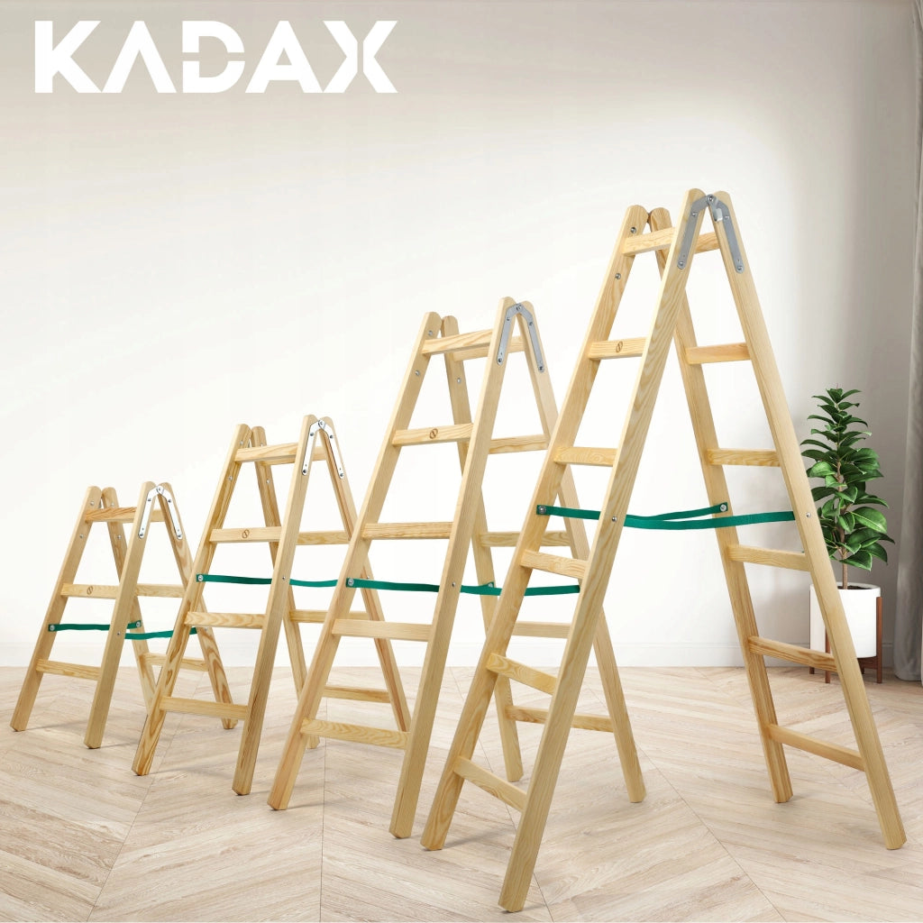 Scala da pittura in legno KADAX, 2x5 pioli, stabile, a doppia faccia, portata 150 kg
