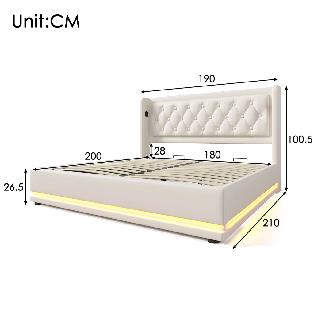 Letto matrimoniale contenitore 180x200 cm bianco in PU