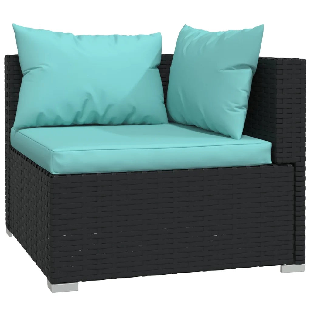 Set Salotto da Giardino con Cuscini 7pz Nero Polyrattan 3102473