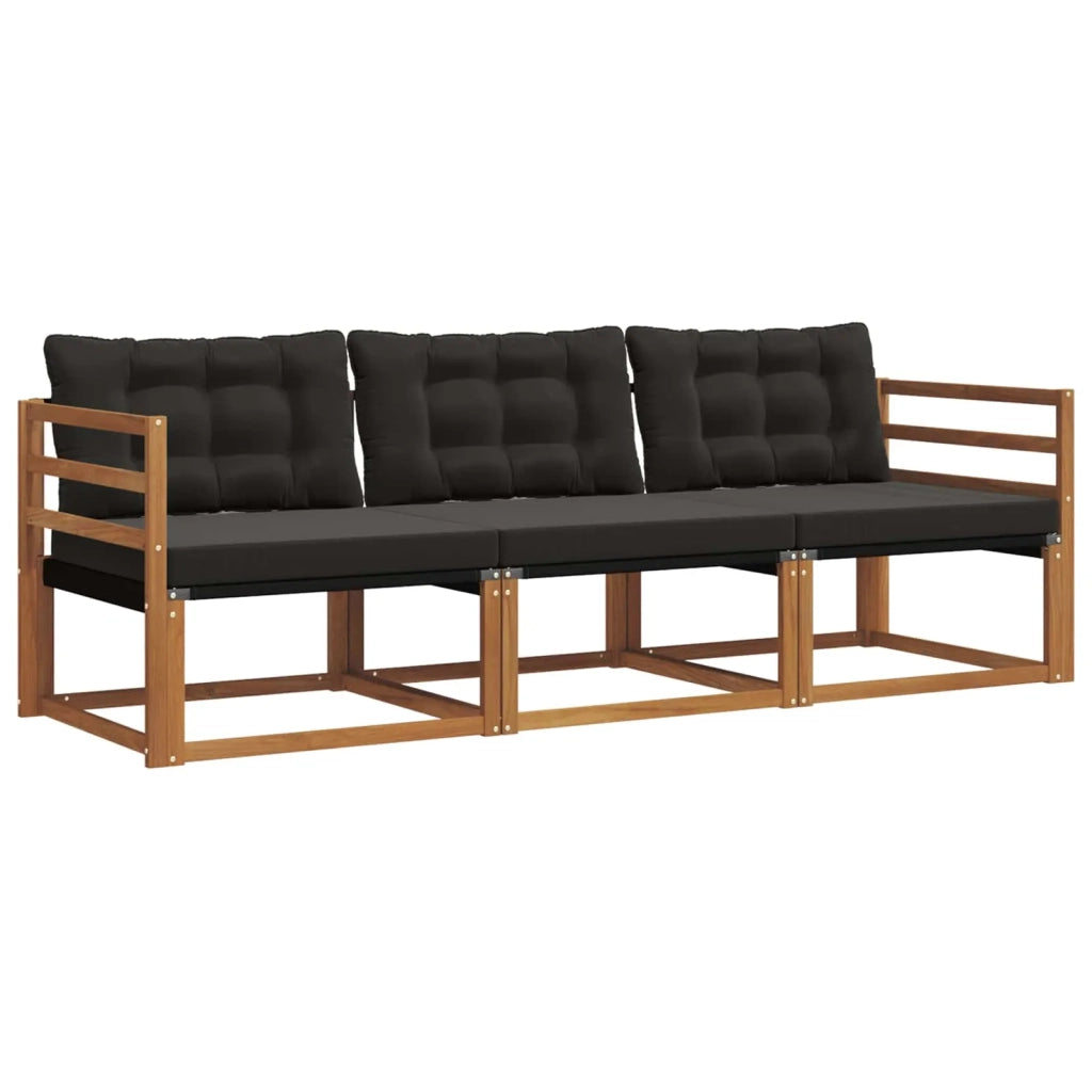 Set di divani da esterno 3 pz Naturale e Nero 3369135