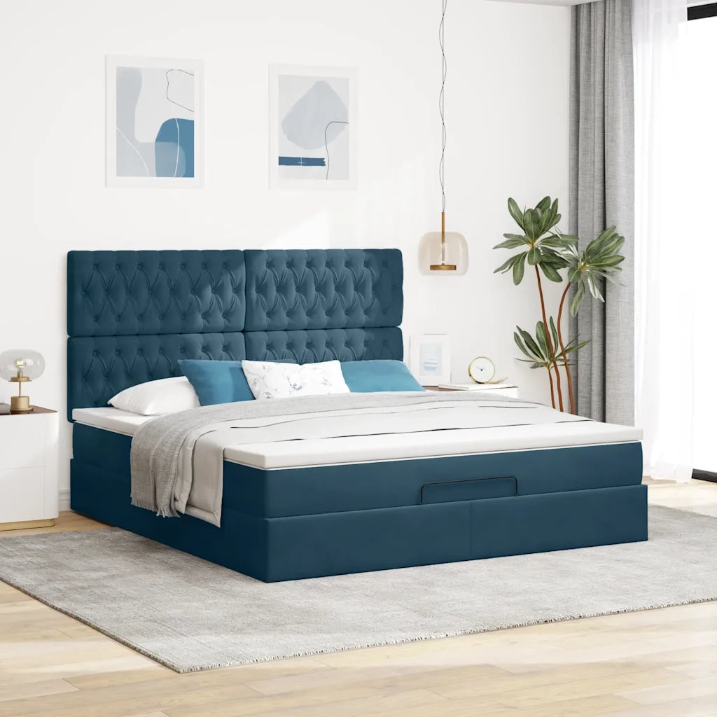 Struttura Letto Pouf con Materassi 180x200 cm Velluto 3313563
