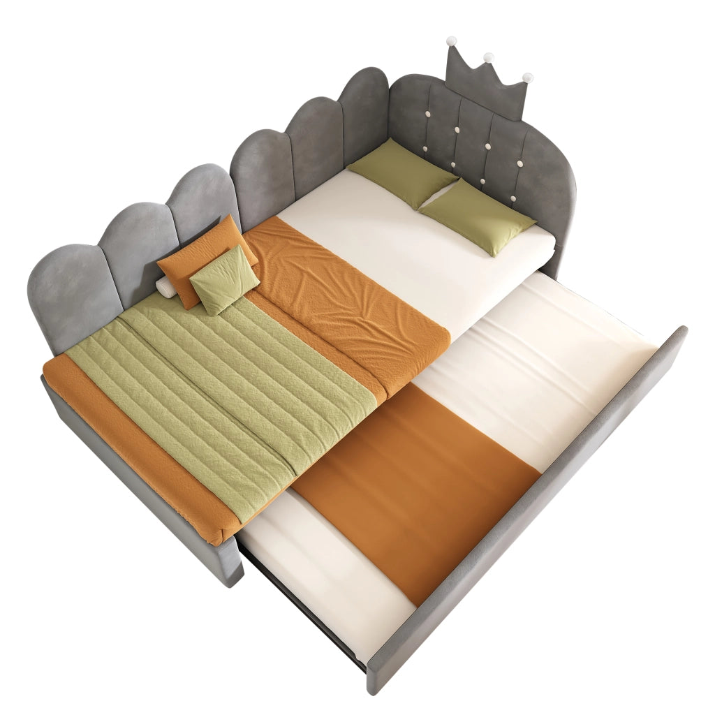 Letto singolo grigio 90x200 cm con letto estraibile
