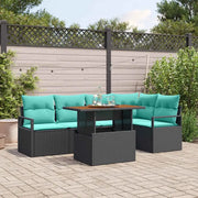 Set da Pranzo per Giardino con cuscino 6 pcs Nero e Verde acqua 3349717