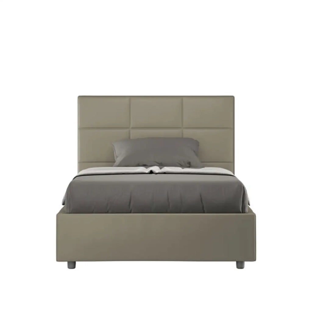 Letto una piazza e mezza con rete imbottito 120x200 similpelle cappuccino Mika