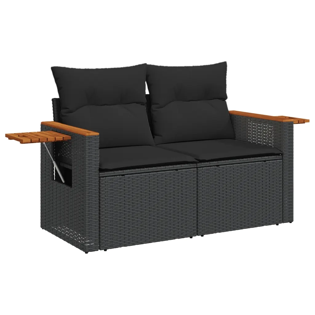Set Divani da Giardino con Cuscini 7pz Nero Polyrattan 3226860