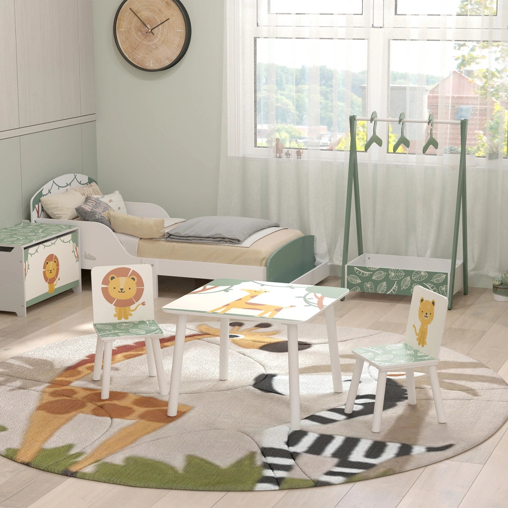 Cameretta per Bambini con Tavolo e 2 Sedie ¨C Minimal ¨C Verde, 3-8 Anni