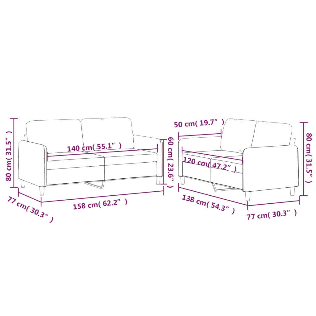 Set di Divani 2 pz con Cuscini Giallo Chiaro in Tessuto 3202091