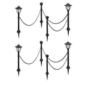 Solar Lights, Set Of 4, With Chain And Post