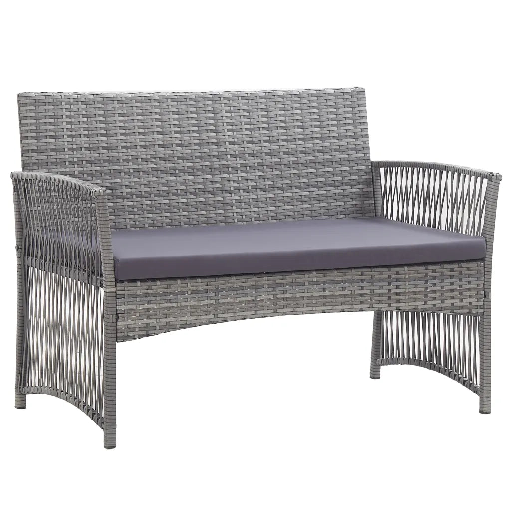Set Divani da Giardino 4 pz con Cuscini in Polyrattan Antracite 46437