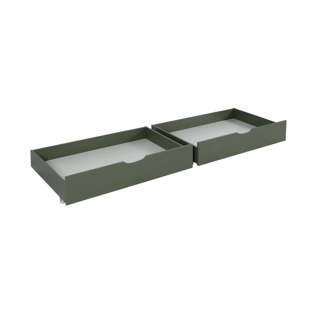 Cassettone letto per bambini roya in legno di pino, set da 2, verde