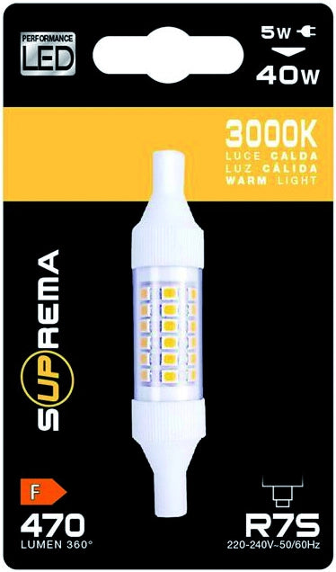 Suprema LAMPADA LED LINEARE R7S mm. 78, Luce calda 4,8 W - 470 lumen 6.00 pz