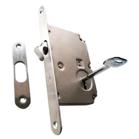SERRATURA PER PORTE SCORREVOLI A GANCIO BONAITI E50 - Cromo satinato - BONAITI