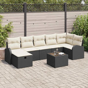 Set di divani con cuscino Nero e Crema polyrattan 3359106