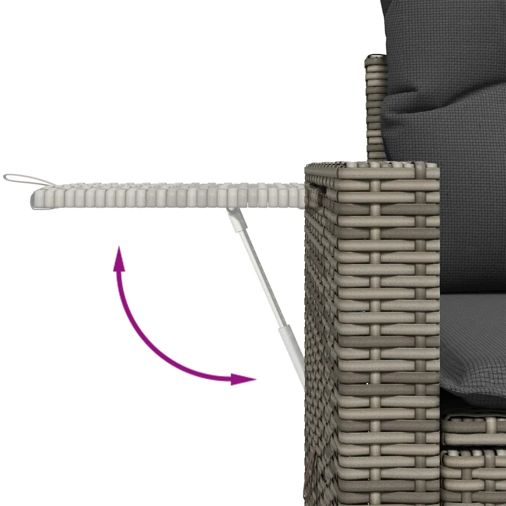 Set Divano da Giardino 10 pz con Cuscini Grigio in Polyrattan 3224779
