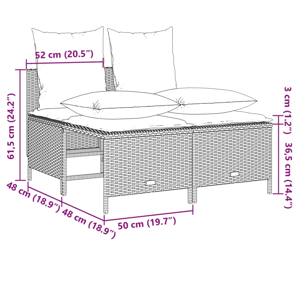 Set Divano da Giardino 4 pz con Cuscini Beige in Polyrattan 368383