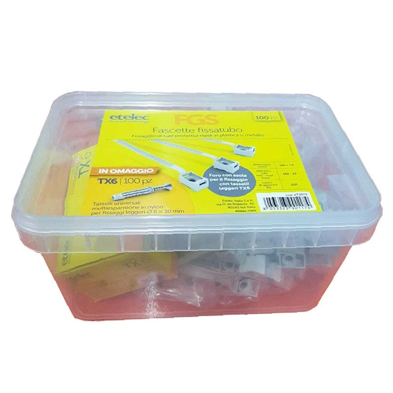 Kit Fascette stringitubo Etelec e con 100 Tasselli TX6 KT1074