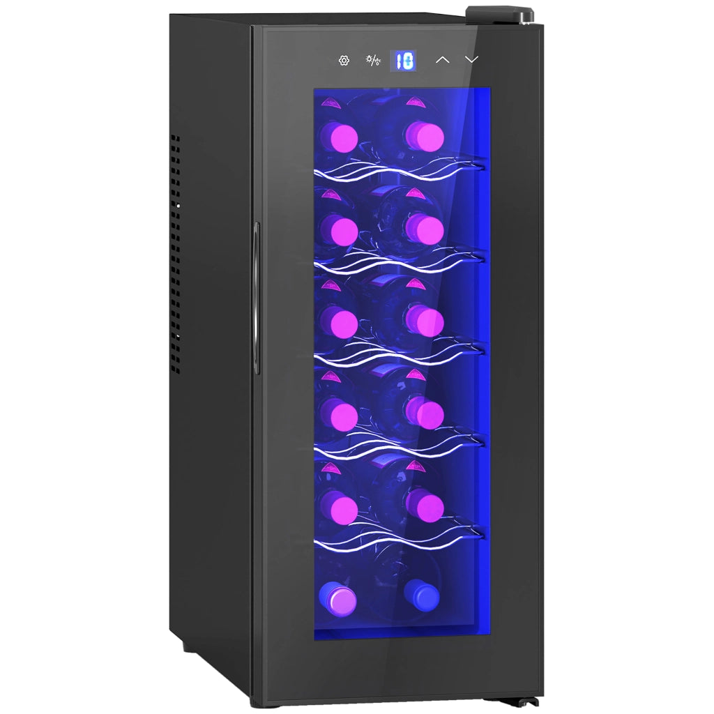 Cantinetta per Vini con Doppia Refrigerazione Termoelettrica Temperatura Regolabile 8-18¡ãC ¨C Minimal ¨C Porta in Vetro Nero