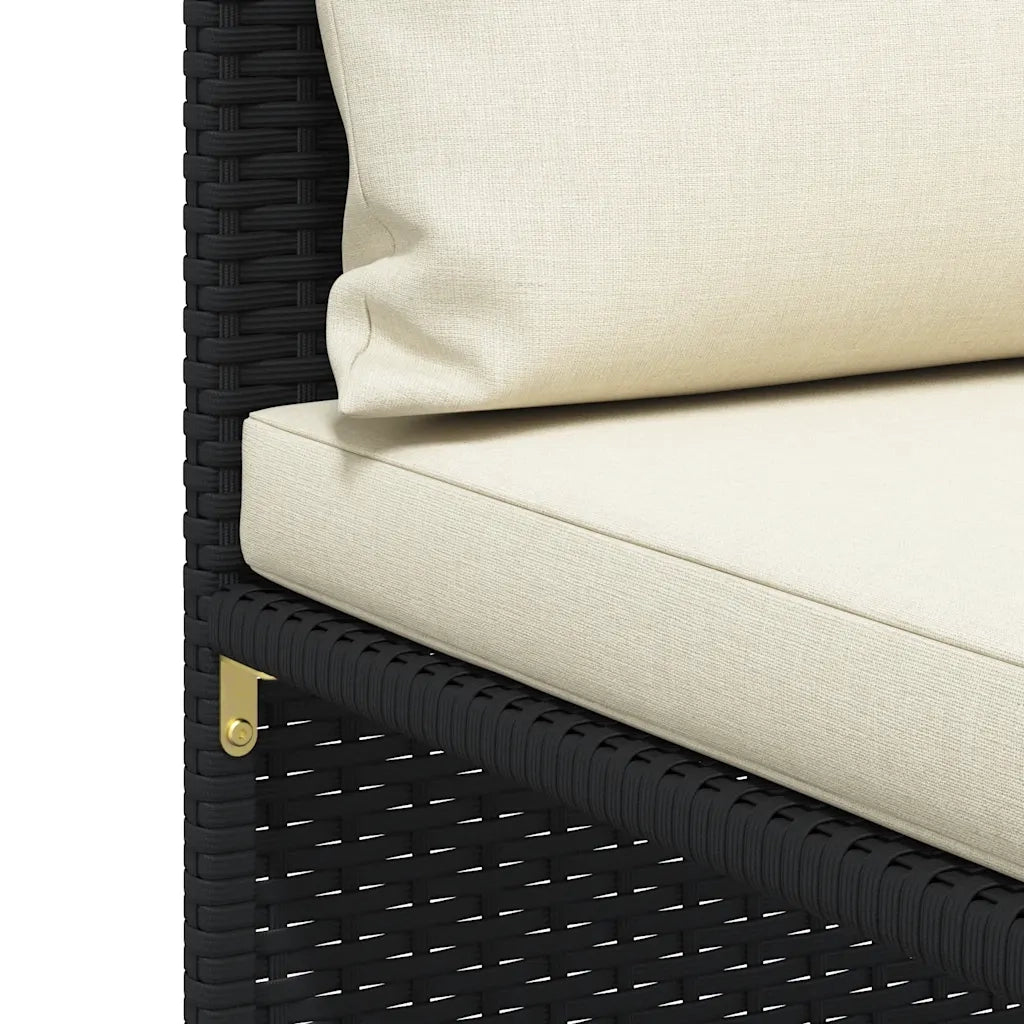 Divano ad Angolo Modulare con Cuscini in Polyrattan Nero 313507