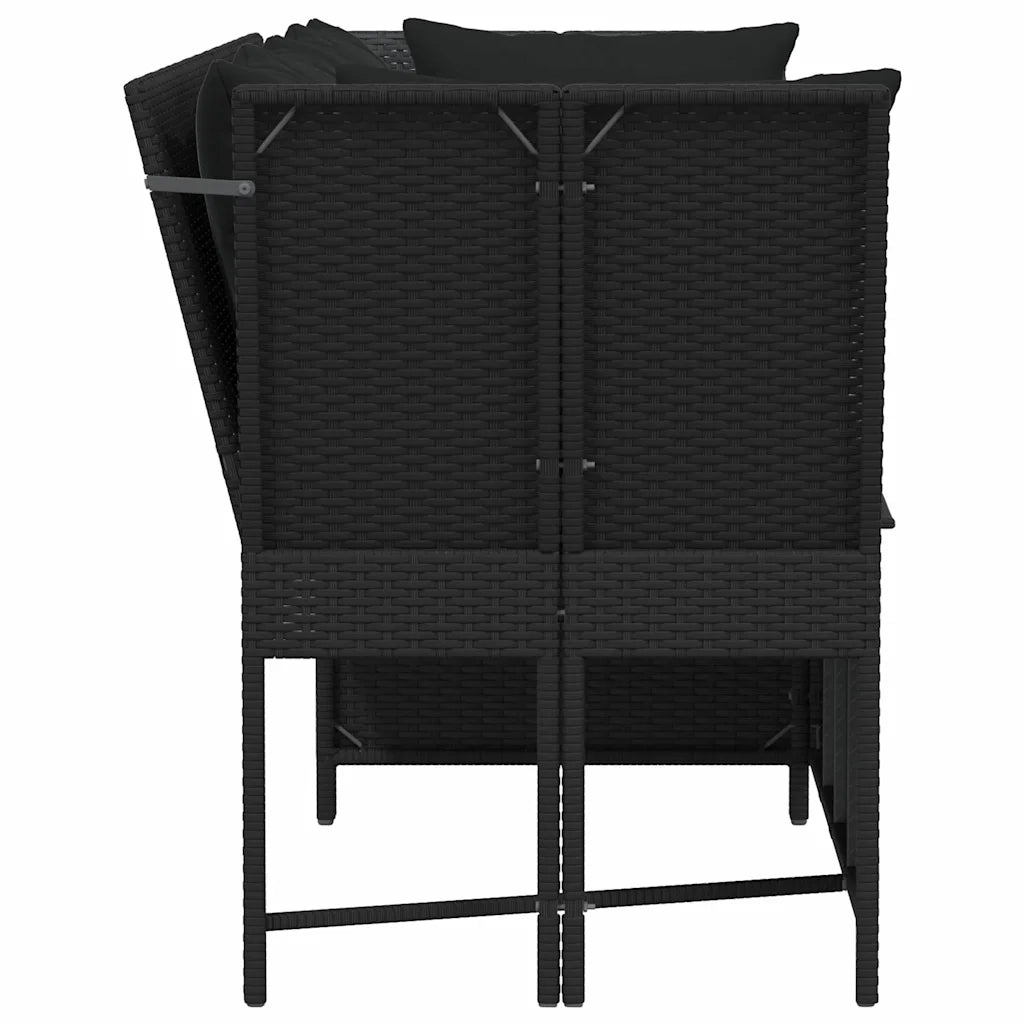 Divano da Giardino con Cuscini in Polyrattan Nero 4104122