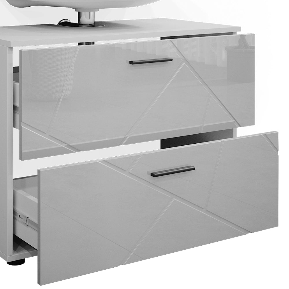 Vicco Set mobili bagno Bianco lucido 2 parti, mobile base 80 cm