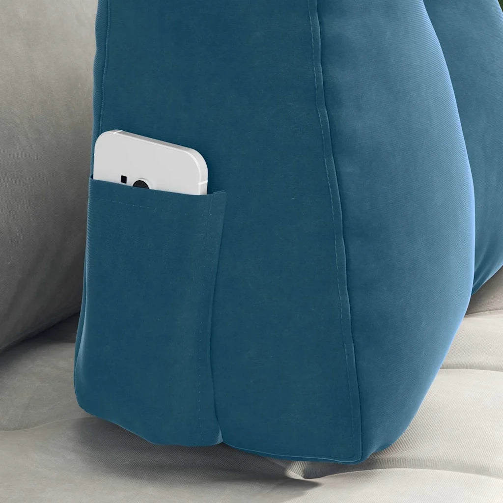 Cuscino per Schiena | Cuscino dorsale Blu 60 x 24 x 50 cm Velluto