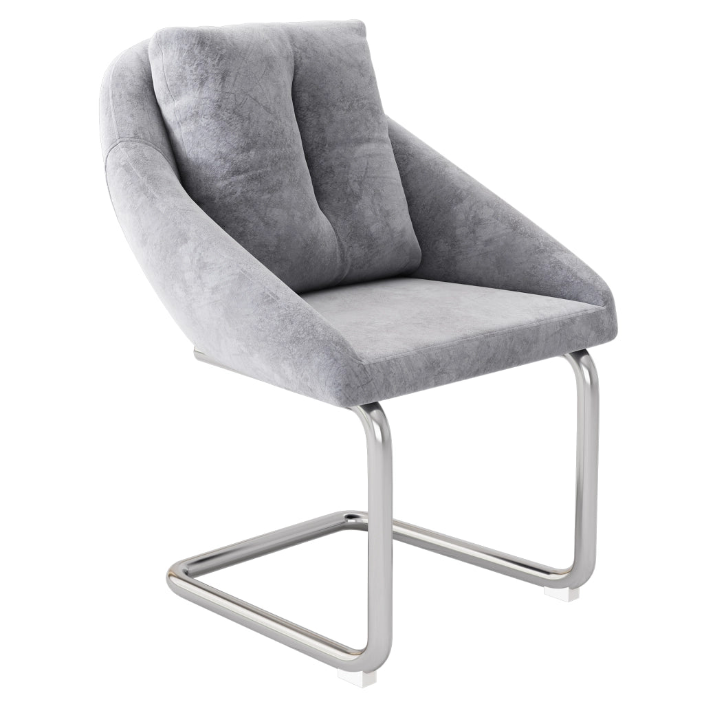 Sedia da Pranzo Set da 4 con Design Ergonomico e Gambe in Metallo, in Velluto Grigio