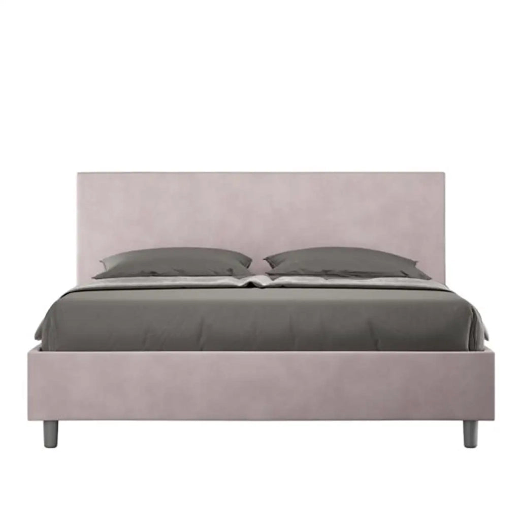 Letto matrimoniale contenitore imbottito 160x190 microfibra glicine Adele