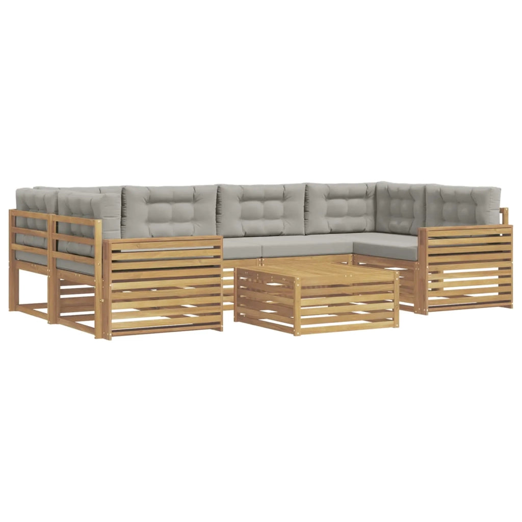Set di divani da esterno 7 pz Bianco e Grigio Chiaro 3390131