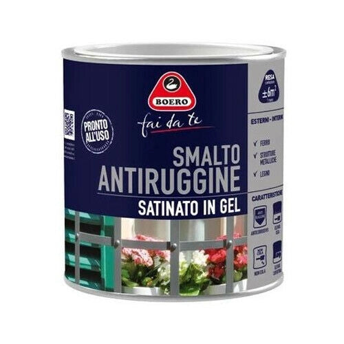 Smalto Pittura Antiruggine Satinato in Gel NON Cola Interno Esterno 972 Boero Formato: 2 L, Colori: Verde Imperiale