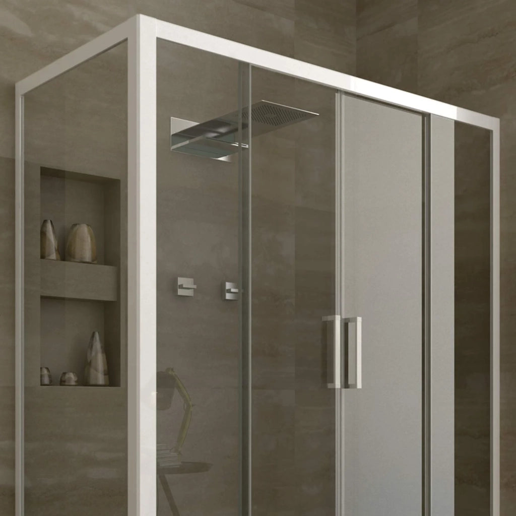 Box Doccia 75x150 CM H 200 Vetro Trasparente Profilo Bianco mod. Star 2 Ante