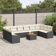Set Divano da Giardino 11 pcs Nero e Crema polyrattan 3356549