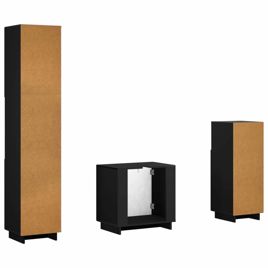 Set mobili da bagno 3 pz Nero Legno ingegnerizzato 3433047