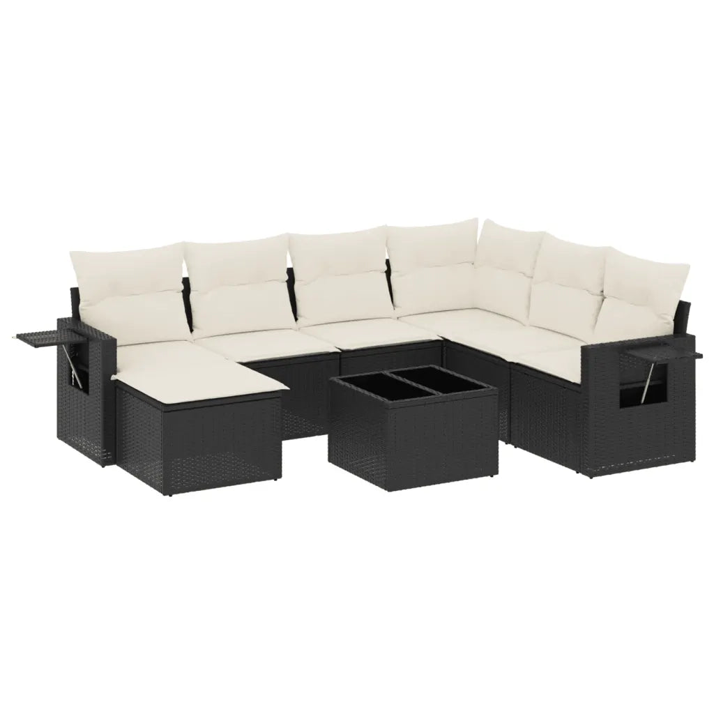 Set Divani da Giardino con Cuscini 8 pz Nero in Polyrattan 3220505