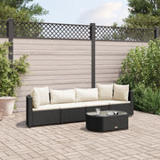 Set Divani da Giardino 5 pz con Cuscini in Polyrattan Nero