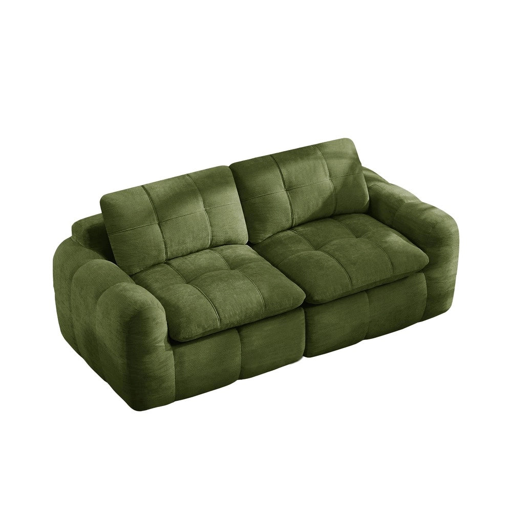 Divano 2 posti in tessuto chenille ¨C Minimal ¨C verde imbottito trapuntato