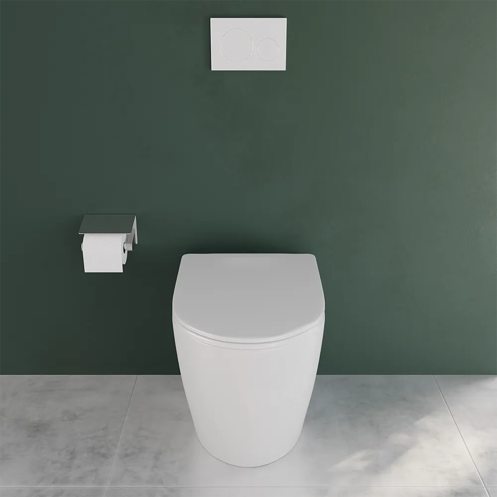 Vaso WC filomuro rimless in ceramica bianco lucido e sedile soft-close | Europa Small