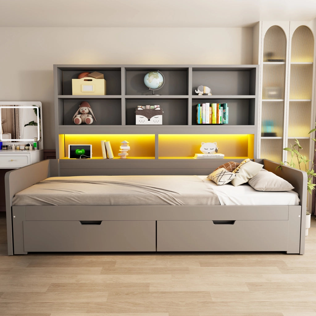 letto multifunzione mdf grigio 90 x 200 cm