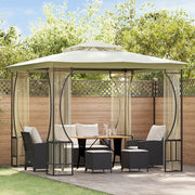 Gazebo con Rete 300x300x265 cm Crema