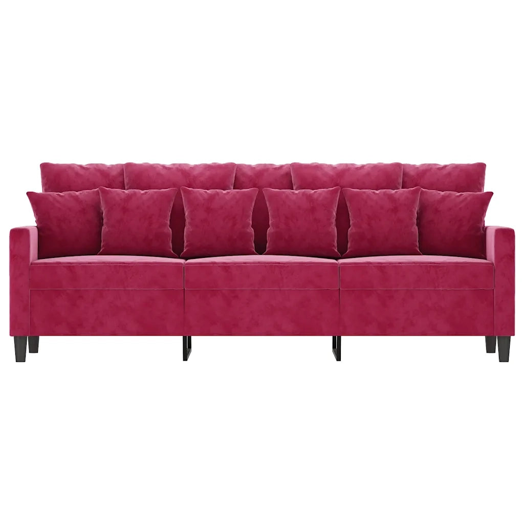 Divano a 3 Posti Rosso Vino 180 cm in Velluto 359317
