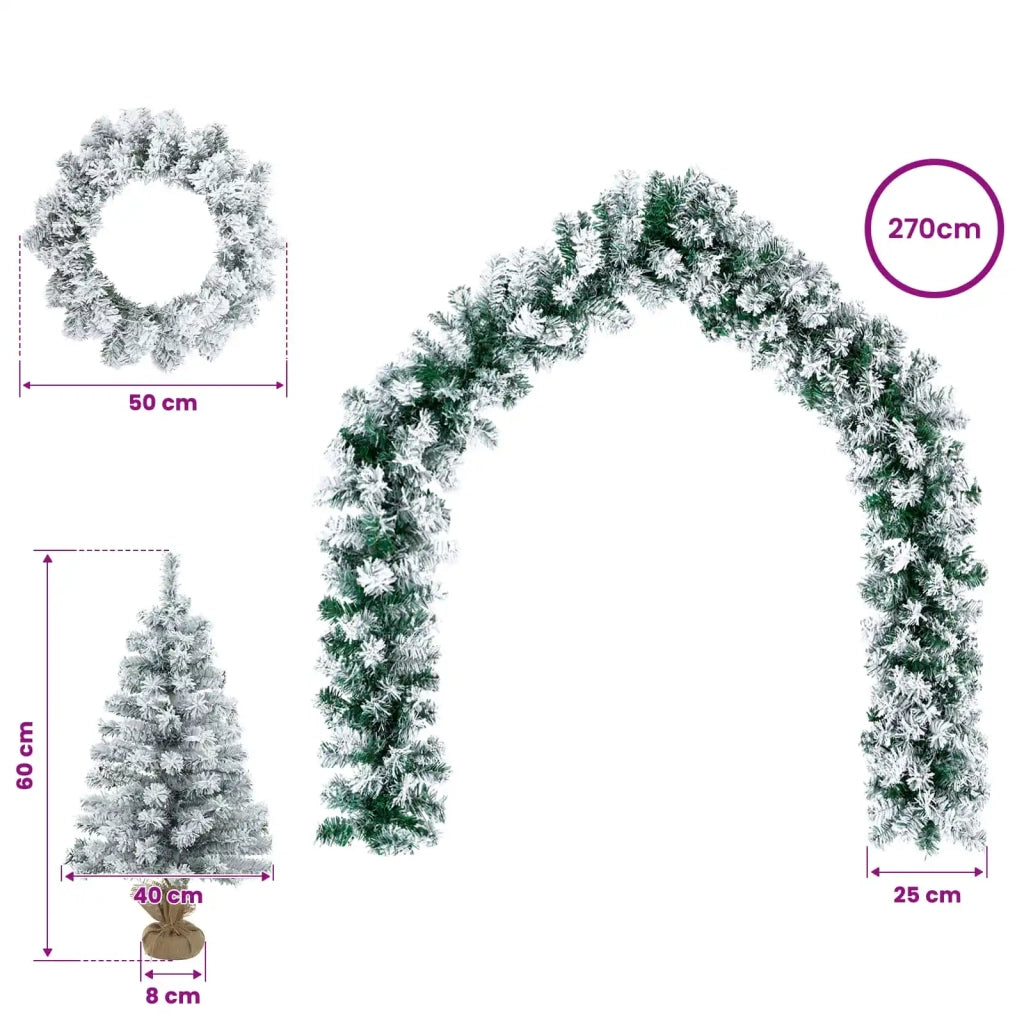 Set mini alberi di Natale 60 cm PVC Verde e Bianco 3468430